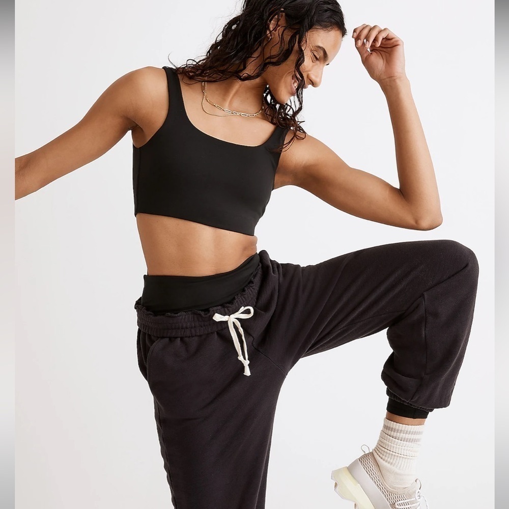 Madewell black Flex Square-Neck Sports Bra new size XXS